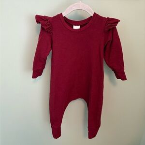 Posh & Cozy Burgundy Ruffled Kids One Piece